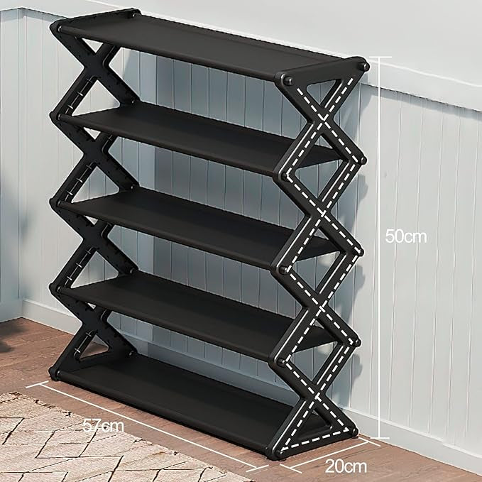5-Tier Foldable Zig-Zag Shoe Rack