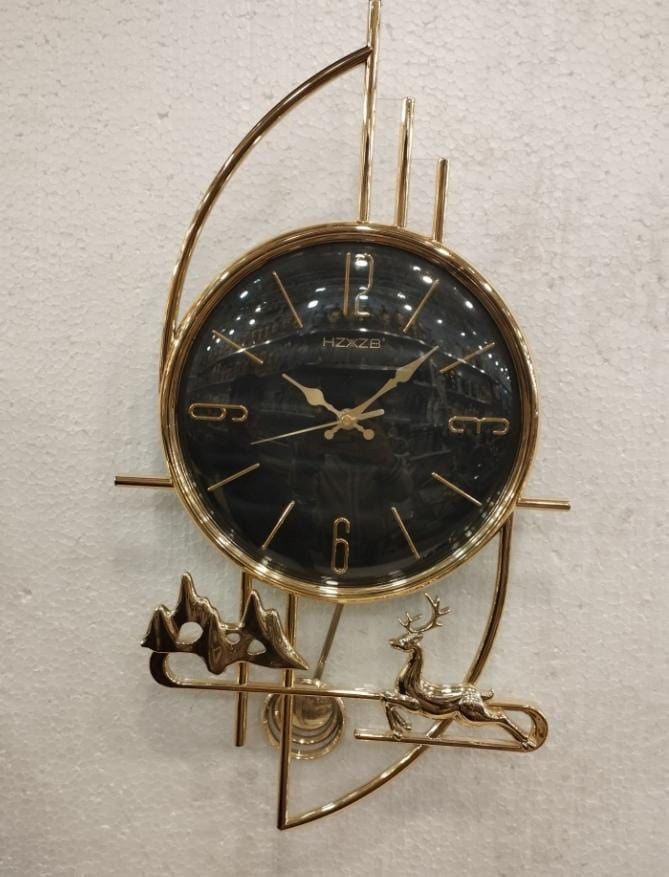 Premium Metal Pendulum Wall Clock with Transparent Glass