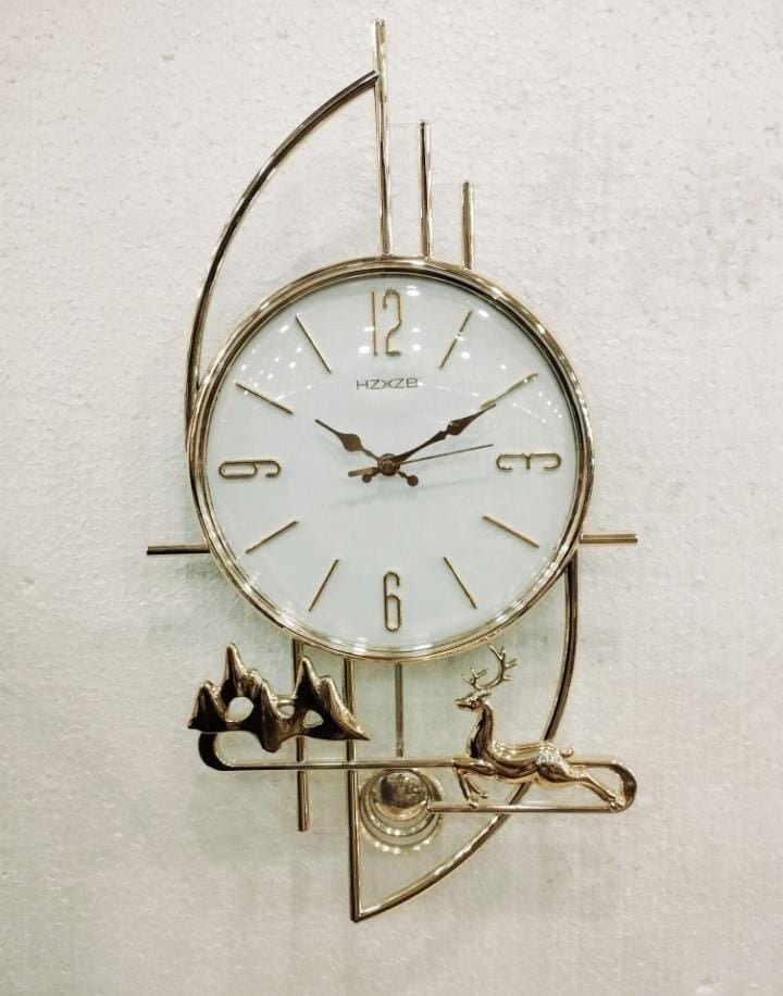 Premium Metal Pendulum Wall Clock with Transparent Glass