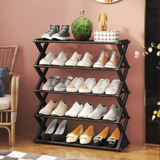 5-Tier Foldable Zig-Zag Shoe Rack