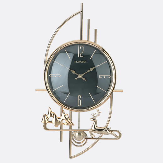 Premium Metal  Pendulum Wall Clock with Transparent Glass