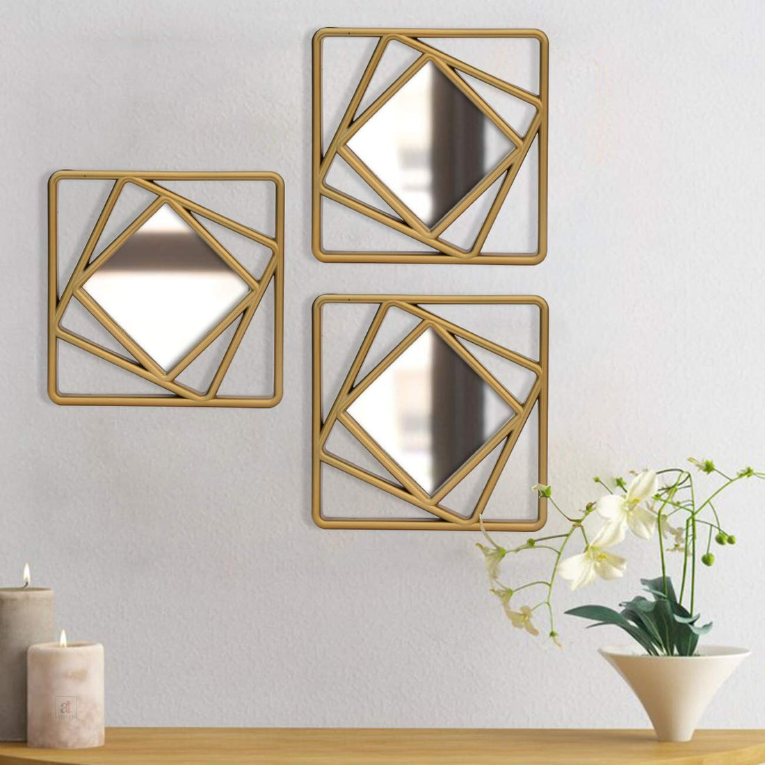 Square-Shape 3 Pcs Wall Mirror Set