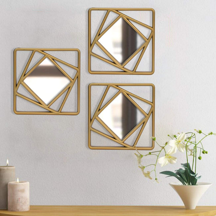 Square-Shape 3 Pcs Wall Mirror Set