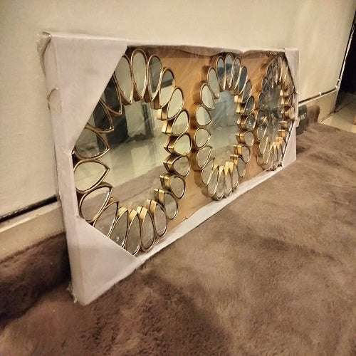 Pack of 3 Petal &amp; Round Shape Wall Mirrors Need & Luxury