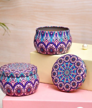 Floral Pattern Jar Candle with Lid