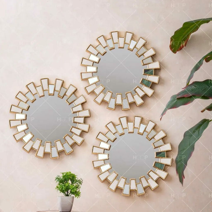 Pack of 3 Unique Wall Mirrors – Modern & Aesthetic Home Décor
