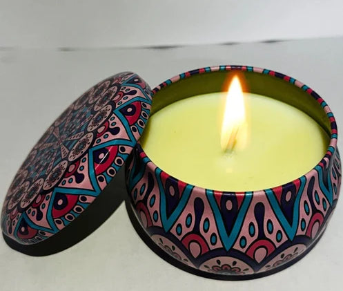 Floral Pattern Jar Candle with Lid