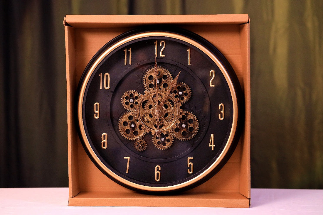 BLACK N BRASS GEAR CLOCK