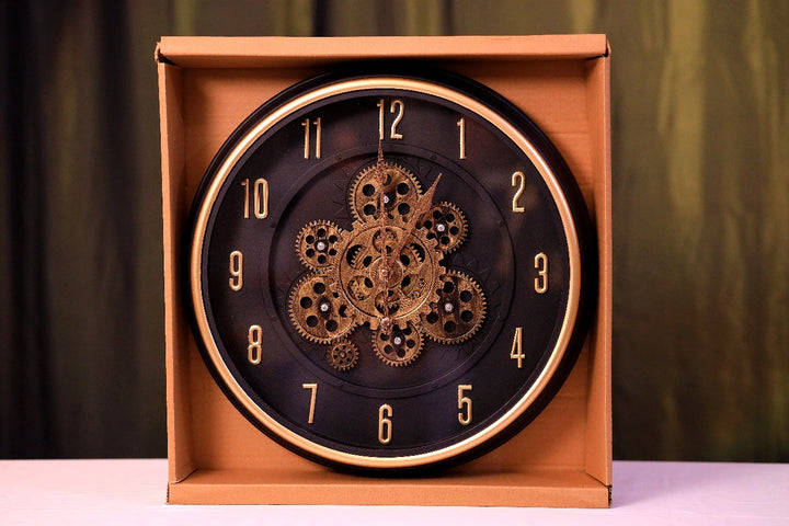 BLACK N BRASS GEAR CLOCK