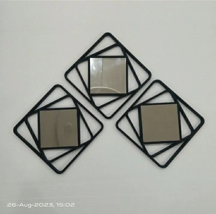 SQUARE BLACK 3PC MIRROR