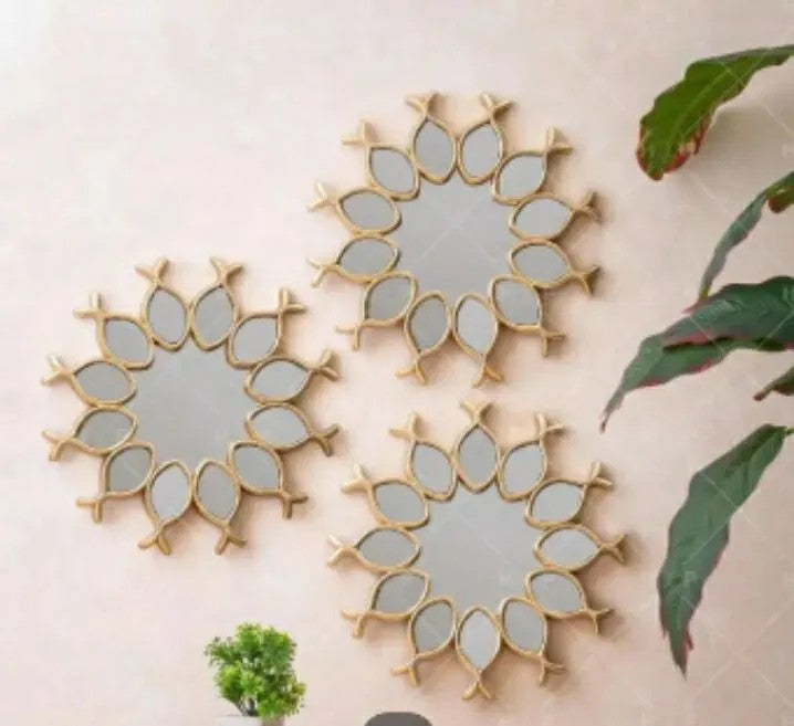 Golden Bloom 3PC Wall Mirror
